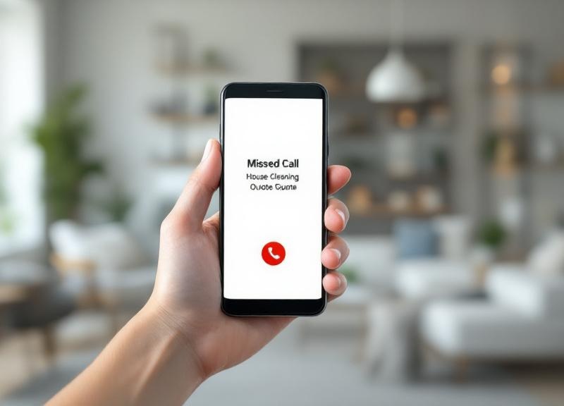 Smartphone showing missed call while cleaning professional works